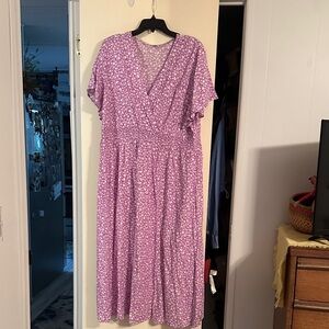 SHEIN Purple Floral Midi Dress